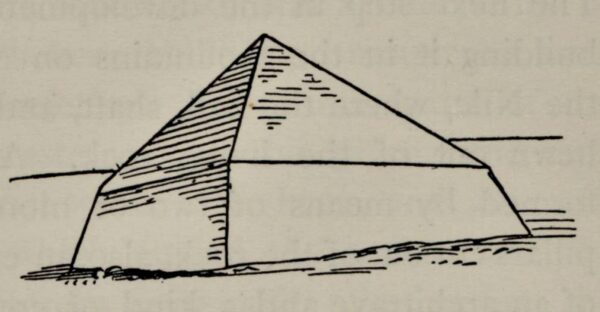 Line drawing of a pyramid with little detail