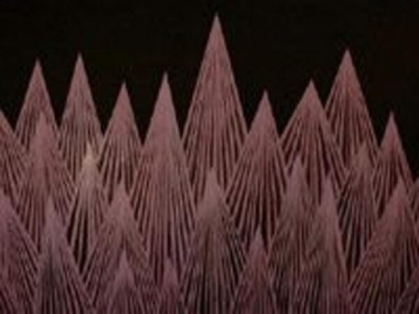A horizontal grouping of hot pink spikes draw on a black background