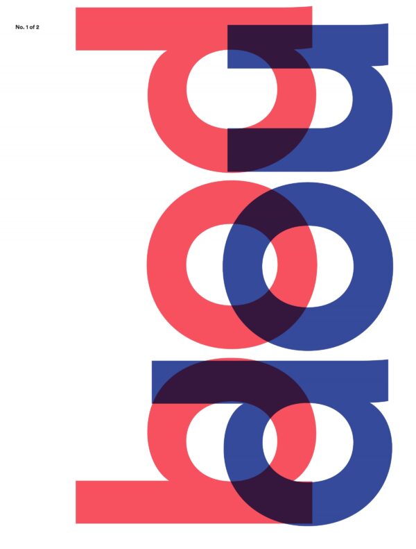 Overlapping text in orange and blue laid out vertically read bod dou