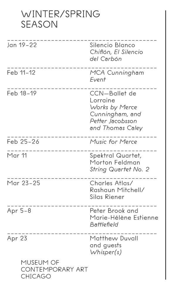 Cover of a brochure labeled Winter/Spring Season with 8 shows listed