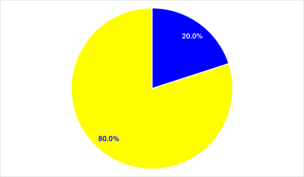 Pie Chart depicting 20 percent artists of color versus 80 percent white artists for 2016