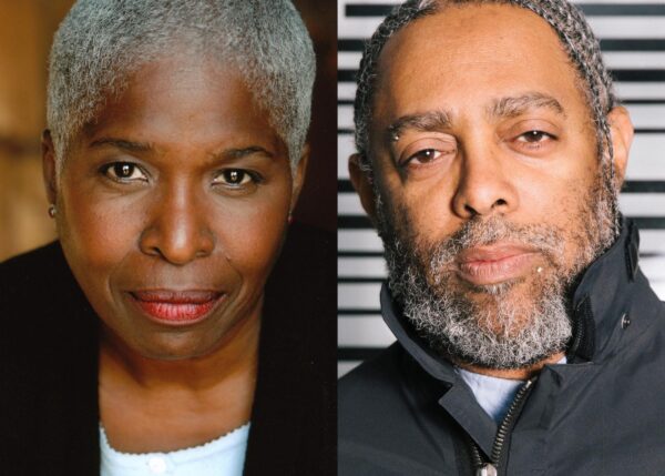 Two portraits edited together. The left of a Black woman with short grey hair and the right of a Black man with a close-trimmed salt and pepper beard