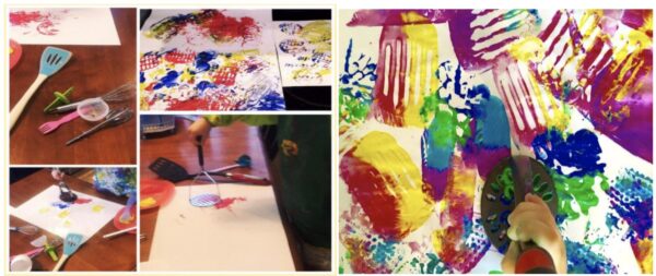 Photo collage documenting an art-making process from start to finish