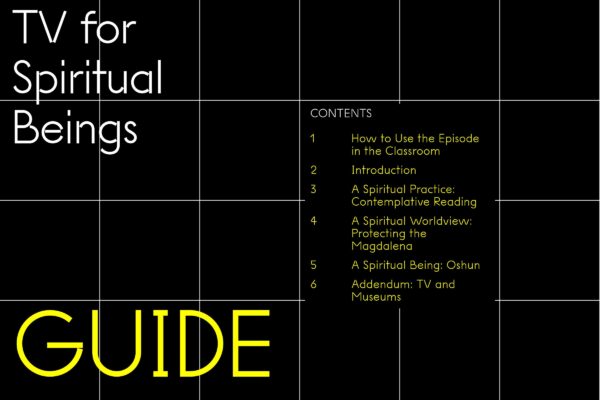 Cover of a Guide for TV for Spiritual Beings with a table of contents featuring six sections