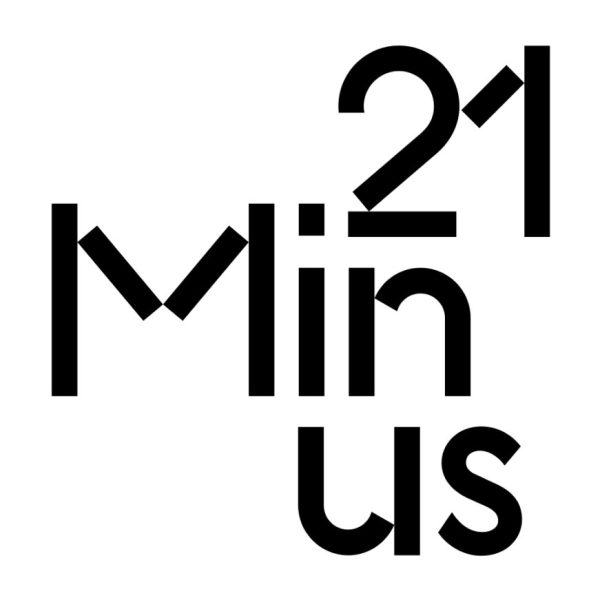 Black text on white background reading 21 Minus.