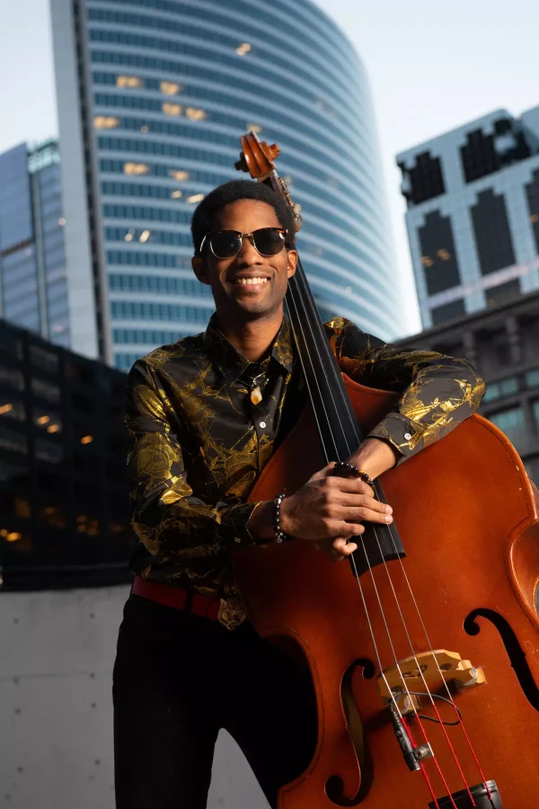 portrait of Jeremiah Hunt with upright bass
