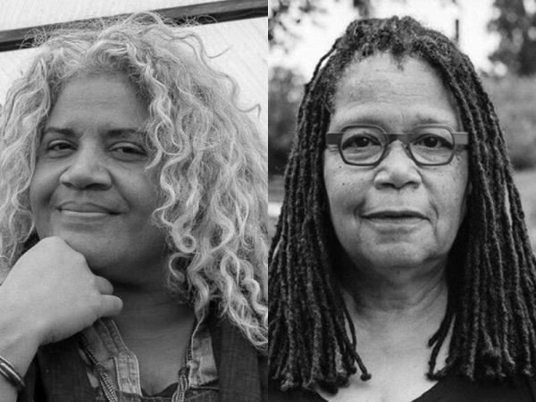 Two black-and-white portraits of women combined into one image.