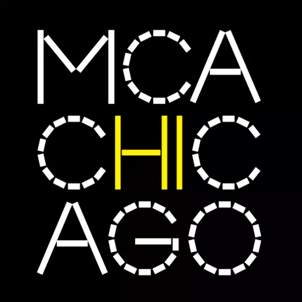 MCA Chicago logo on black background with yellow text highlighting H-I.