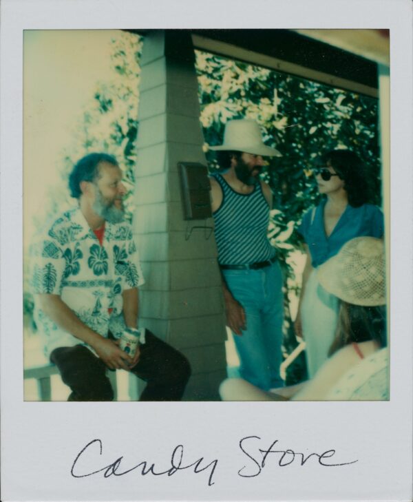 Polaroid of a group of people hanging out on a front porch