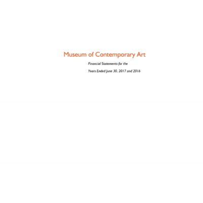 The cover of the MCA's financial report for 2017 featuring plain text in orange and black against a white background