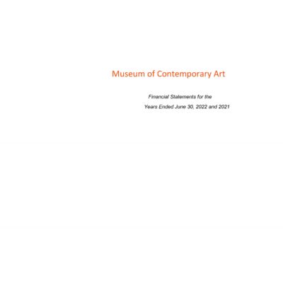 The cover of the MCA's financial report for 2022 featuring plain text in orange and black against a white background