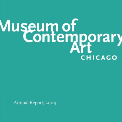The cover of the MCA's annual report for 2009 featuring a large version of the MCA's logo in white against a teal background