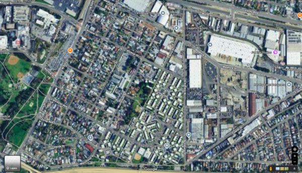 Google terrain view of Hazard Park area