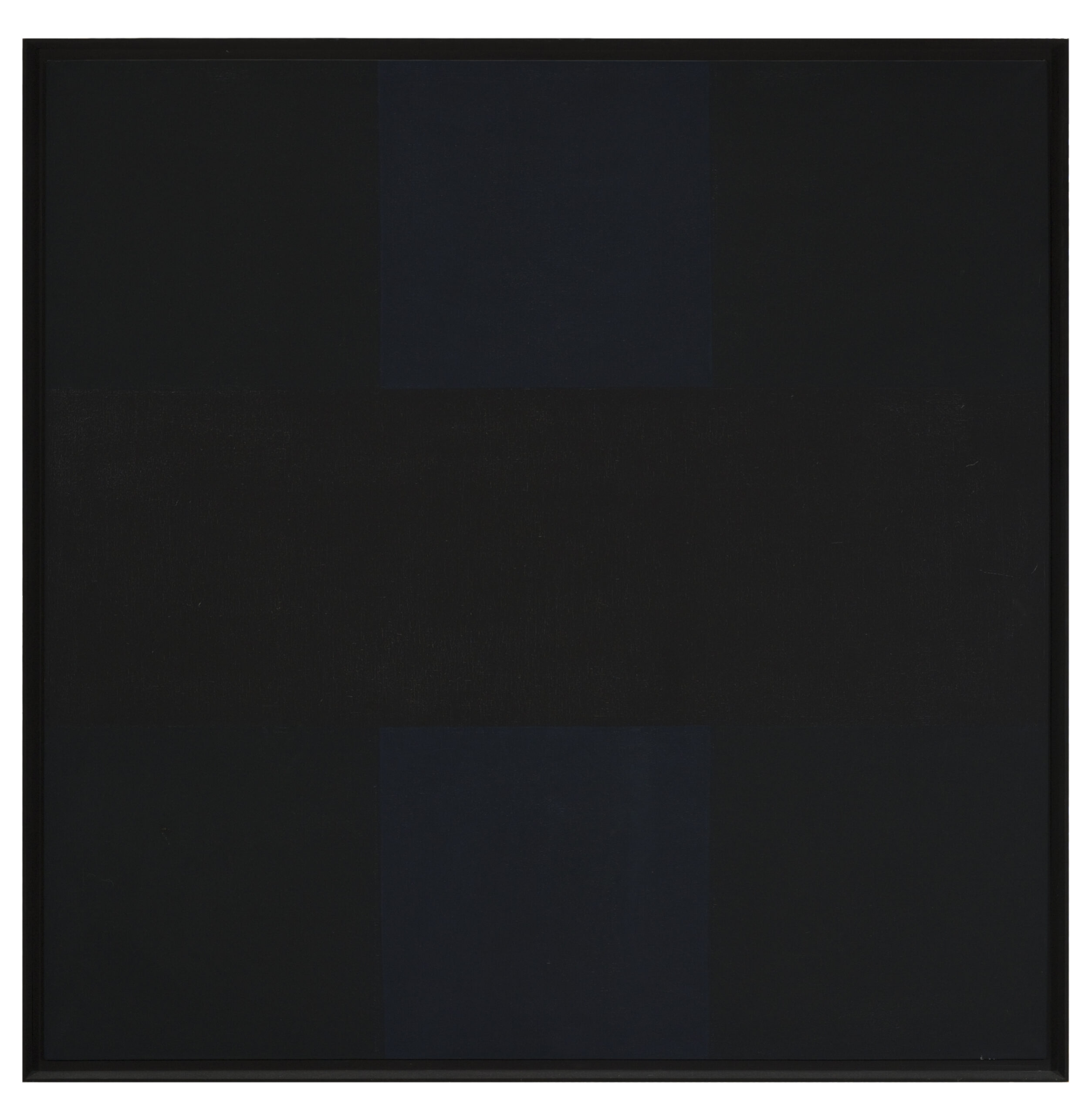 A black square that upon closer inspect reveals intersecting lines of purple and red
