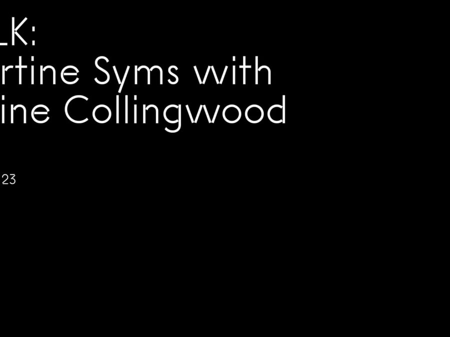 White text on black reading Talk: Martine Syms with Jadine Collingwood, and smaller text below reading Feb 2, 2023