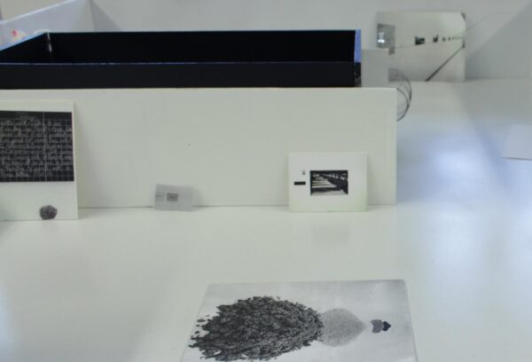 Close up of an MCA 4th floor gallery model with miniature artworks