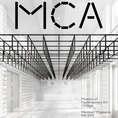 Cover of the MCA Members' Magazine for Fall 2015 featuring a mockup of a interior space with a black structural grid instead of a ceiling
