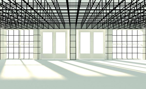 Digital model of the grid-based architectural installation in the MCA Cafe