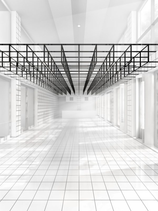 Digital model of the grid-based architectural installation in the MCA Cafe