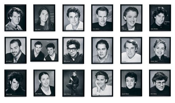 Three rows of six high-school styled headshots of people