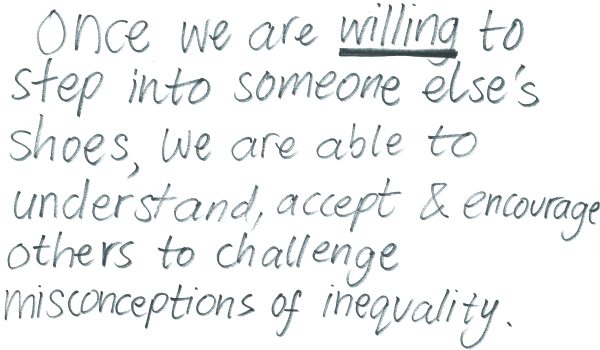 Six lines of handwritten text in green marker read 