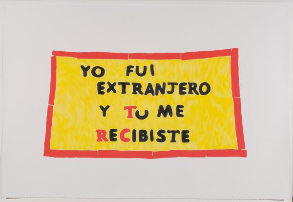 Red and yellow banner with the words 