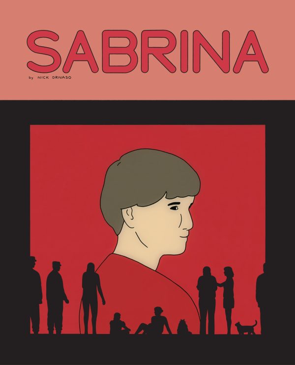 Small black figures surround the profile of a line illustration of a white person with short brown hair's profile on a cover labeled Sabrina