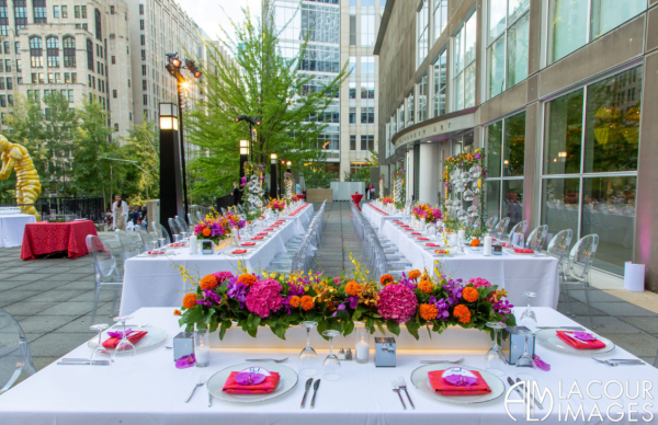 long tables arranged neatly on the MCA terrace
